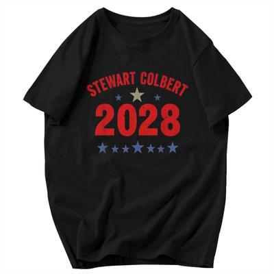 Men T Shirt Stewart Colbert 2028 Funny Retro Idea Y2K Graphic Short Sleeve Unisex Clothing T Shirts