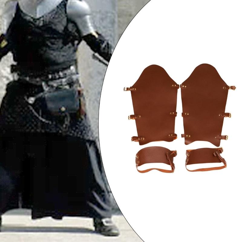 Mittelalterliche Gamaschen Ritter Stiefelüberzüge Gamaschen Kunstleder Beinschützer Renaissance Kostümzubehör für Damen Herren Geschenke