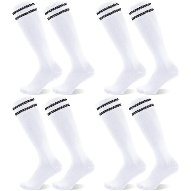 4 Pairs Kids Football Socks Childrens Football Breathable Soccer Long Sports Socks for Kids Boys Girls Youth белый