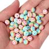 50pcs/Lot Rainbow Color Stripe Pattern Flat Round Resin Beads for Jewelry Making Acrylic Beads Loose Spacer Beads DIY Bracelet