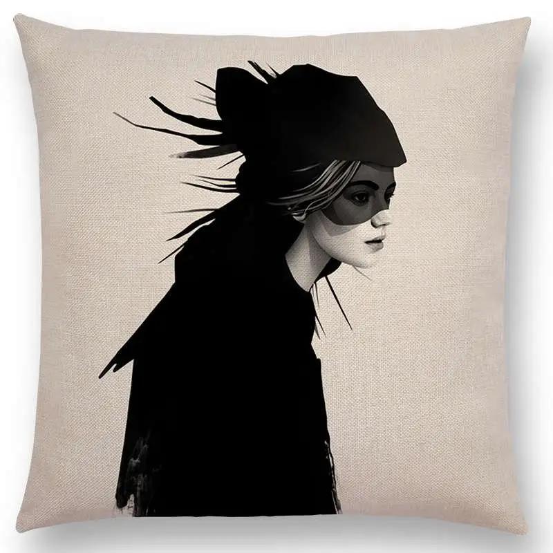 New Black White Style Wonder GirlSofa Pillow Case Elegant Lady Miracle Beauty Portrait Noble Mind Gorgeous Ideas Cushion Cover