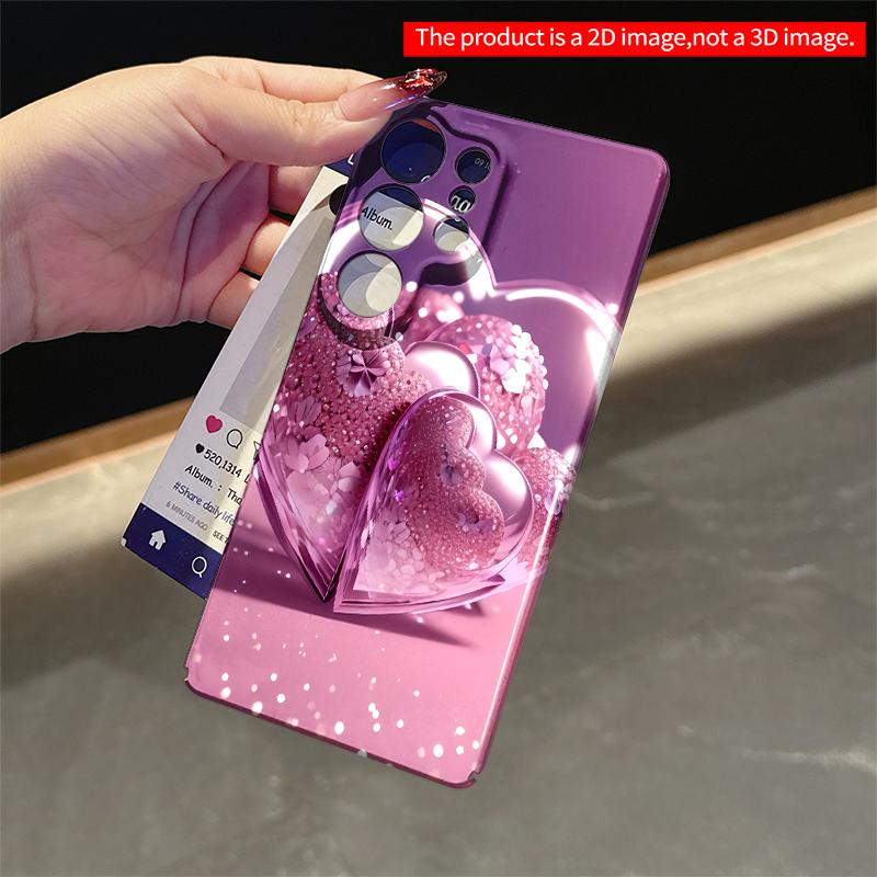 2DFlat Samsung Phone Case Pink Heart Glitter Design Phone Case Applicable To Galaxy S22 S23 S24 S25ULTRA S26 A12 A13 A14 A15 A16