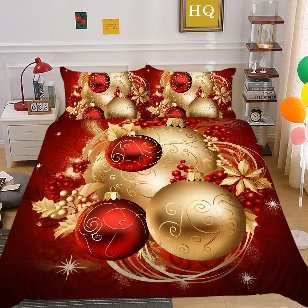 Christmas Digital Printing 3D Printing Polyester Pillowcase Quilt Cover Two Or Three-Piece Set
