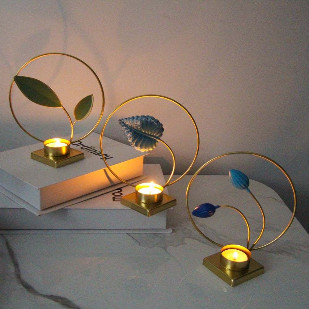 Iron Crafts Round Plant Candlestick Decorative Metal Aromatherapy Holder  Coffee Table