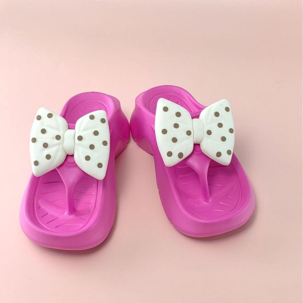 Women's Summer Polka Dot Bow Tie Sandals - Fashionable Thick Sole EVA Flip-Flops