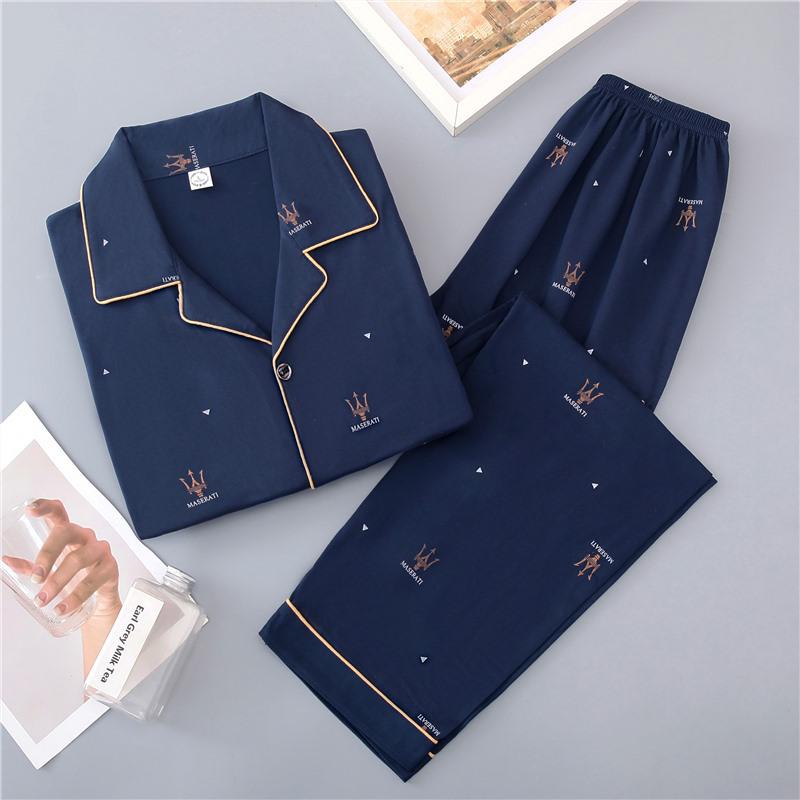 Pijamale Bărbați Bumbac Mânecă Lungă - Primăvară Până în Iarnă, Mărimi Mari, Haine de Casă Elegante pentru Tineret