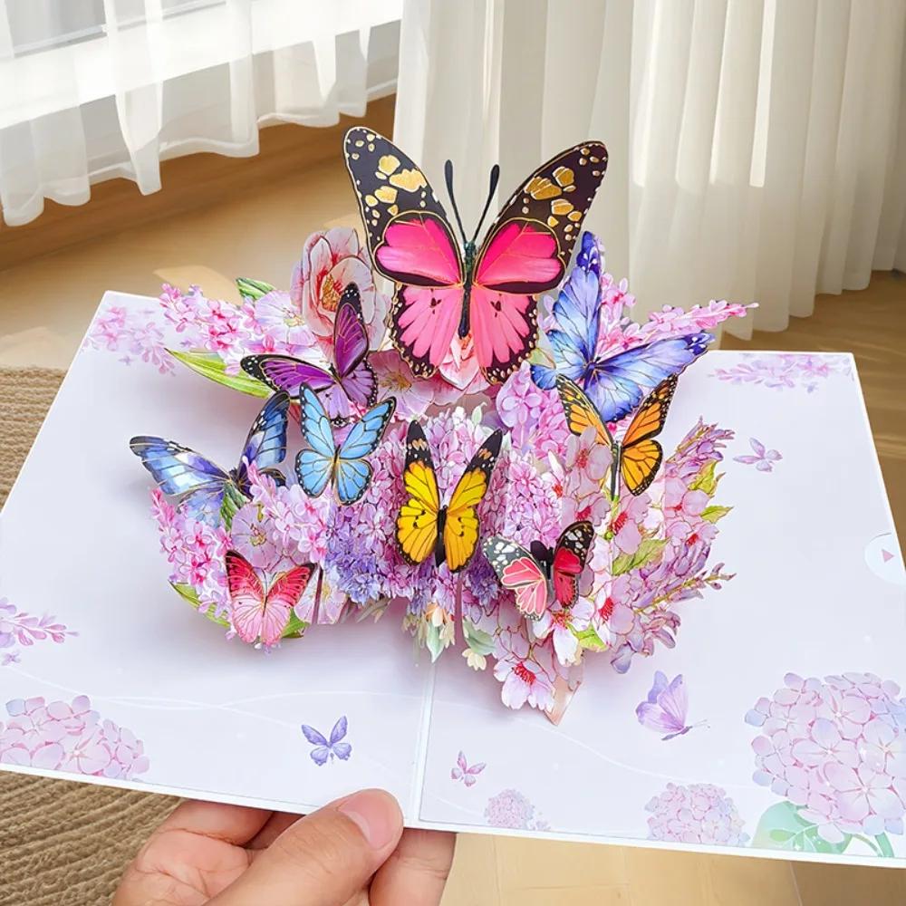 Neue 3D-Schmetterlings-Pop-up-Karte Beste Wünsche Gänseblümchen Postkarte Ornament Einladungen Glückwunschkarte Muttertag
