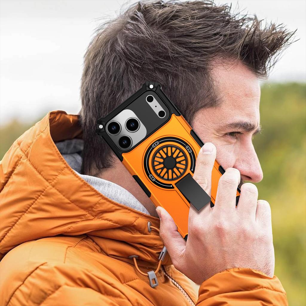 Luxury Heavy-Duty Rugged Armor Magnetic Wireless Charge Bracket Case for IPhone 16 16e 15 14 13 12 16 Pro Max Plus Magsafe Cover