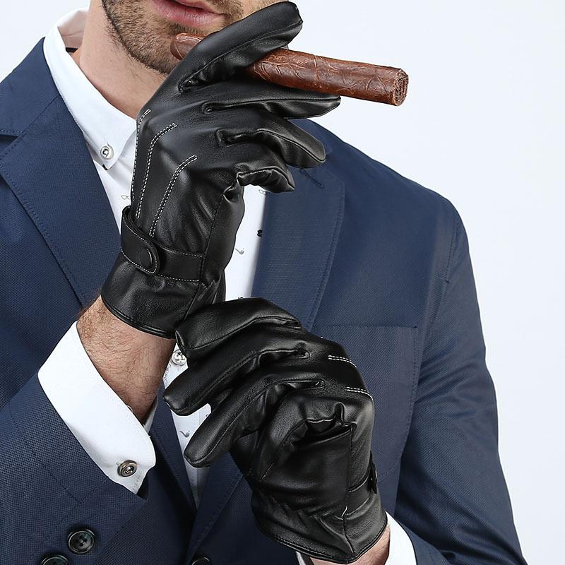 Real Sheepskin Touch Screen Gloves for Men In Winter Driving with Warmth and Velvet Korean Business Sheep Real Sheepskin Gloves