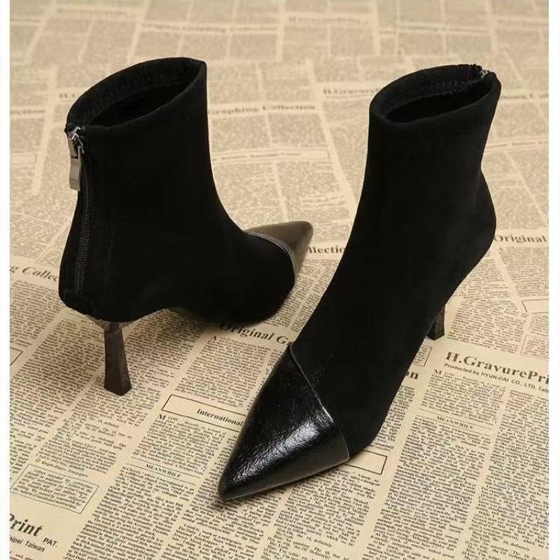 Fashion Ankle Boots Women Chunky Mid Heels Suede Shoes Woman Pointed Toe 2025 Trend Winter New Goth Walking Snow Chelsea Botas De Mujer