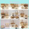 Straw Hat And Bag Set With Sun Protection For Outdoor Travel Casual Summer Adults