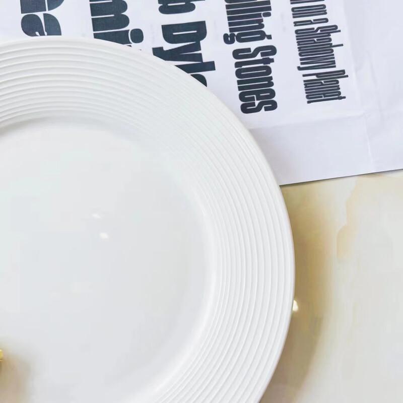 RuHan Threaded Ceramic Dinner & Pasta Plate - 10-inch Flat (Set of 2)