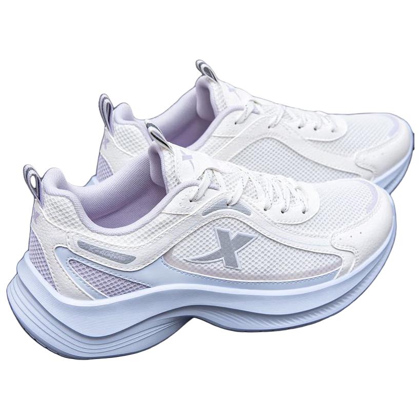 Xtep Jumping Shoes Sports Versatile Wear-Resistant Breathable Rebound Low-Top Casual Running Shoes Women Sneaker White Blue Purple 875218110040-3