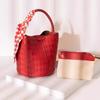 Red Bag, Diamond-shaped Bucket Bag, Bride's Wedding Bag, Vegetable Basket Bucket Bag, Women's Hand-held Crossbody Bag, Suitable for Daily Use
