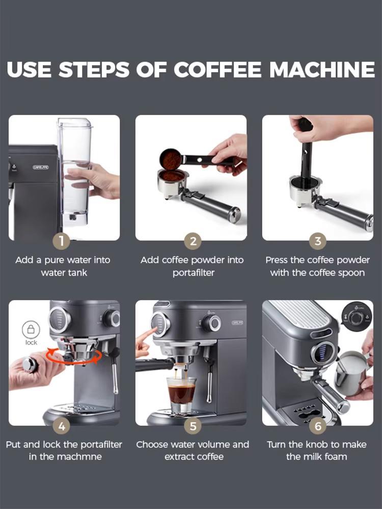 Coffee Machine MK-601F Four In One, Cappuccino Coffee Machine Dolce Gusto Nes Capsule Espresso Machine ESE Pod Grinding Gift for Lover, Dad, Mom