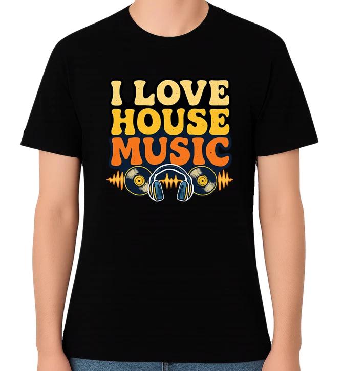 I Love House Music DJ Graphic Unisex T-Shirt Electronic Dance EDM Tee XL