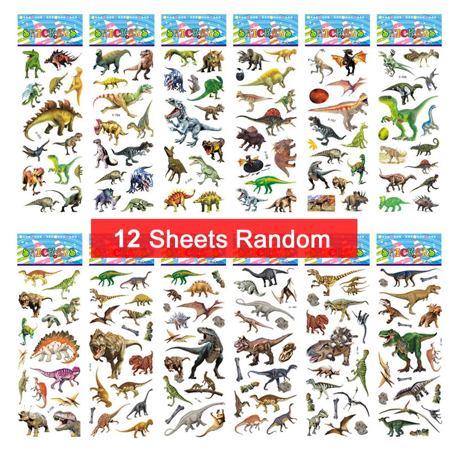 6pcs/set Children Sticker Real Animals Dinosaurs Cats Dogs Stickers Girls Boys Gifts Scrapbook Album DIY Decoration Toy TMZ