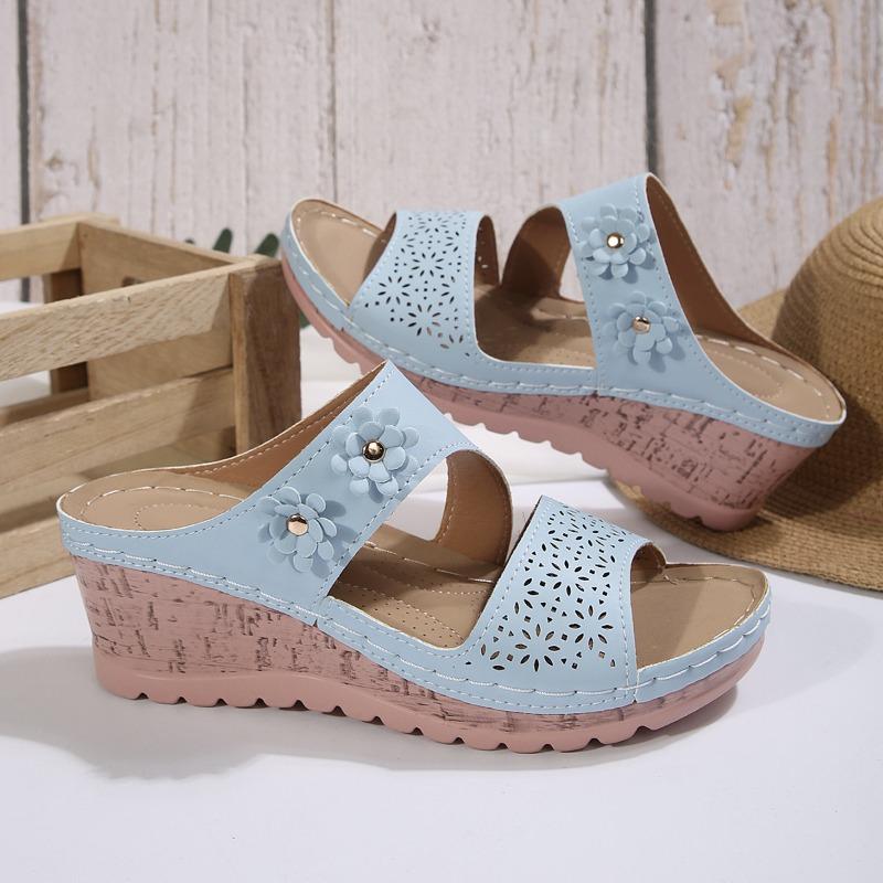 Women’s Floral Wedge Platform Roman Slide Sandals