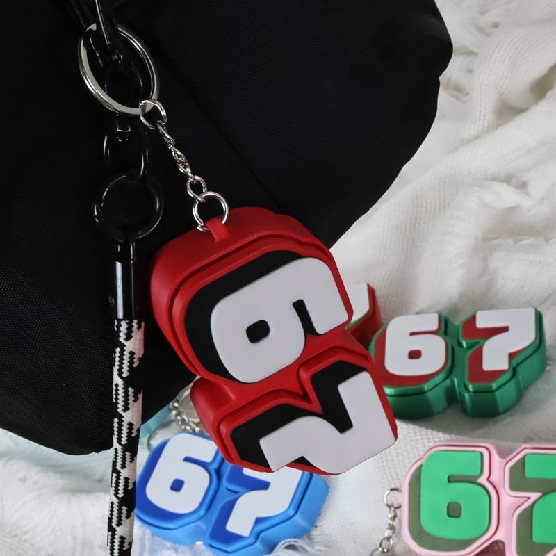 Number 67 Fidget Toy Keychain Stress Relief Bright Durable Mini Portable for Kids Birthday Party Favors Bag Pendant
