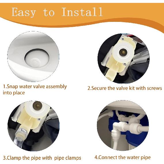 385311641 RV Toilet Water Valve And 385311658 Flush Ball Seal Replacement For Sealand Dometic 300 310 320 RV Toilets, Pedal Flush Marine Toilet
