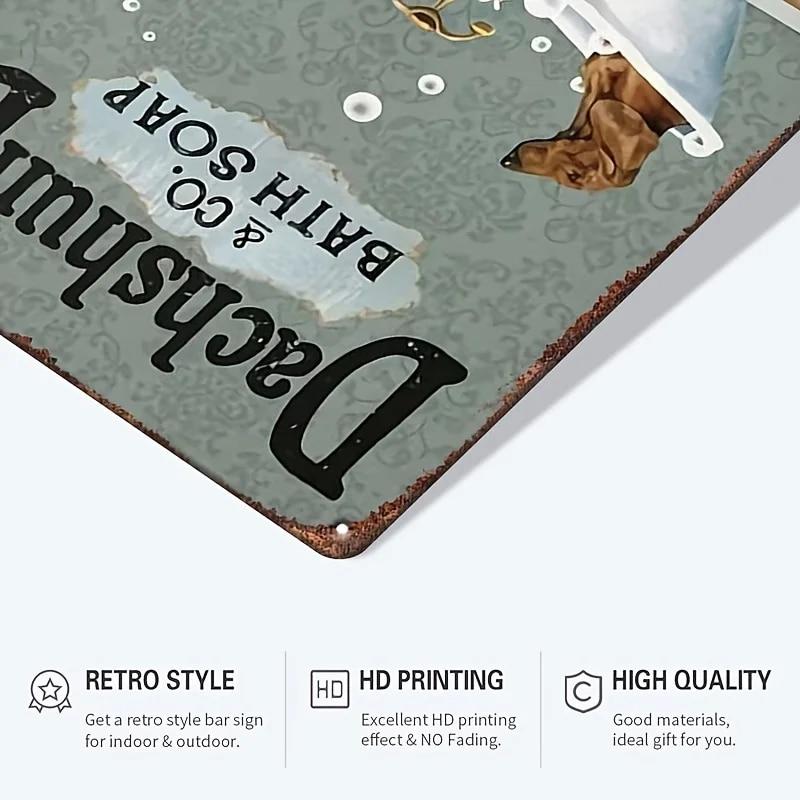 1pc Funny Bathroom Signs Dachshund Gifts Metal Signs, Bath Soap Wash Your Wiener, Dachshund Vintage Tin Sign Bathroom Decor, 12x