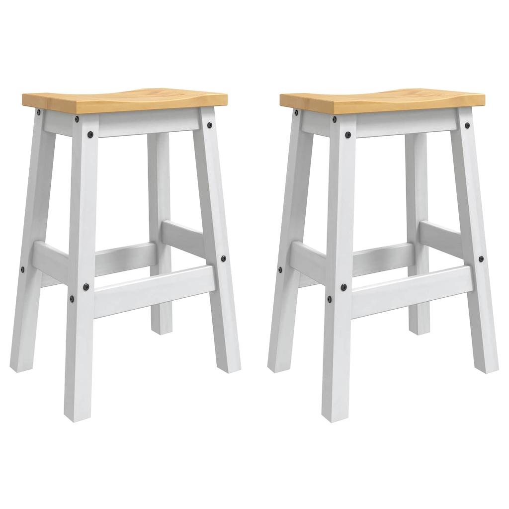 Kitchen Island Set with Door 3 pcs White and Honey Wax Solid Pine
