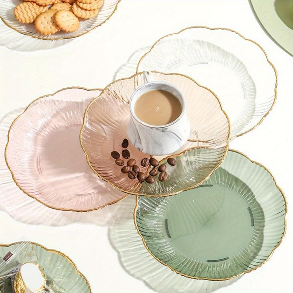 Salad Trays Clear Fruit Tray Golden Edge Stack Able Snack Platter Unbreakable Round Storage Salad Dessert Organizer Display Tray