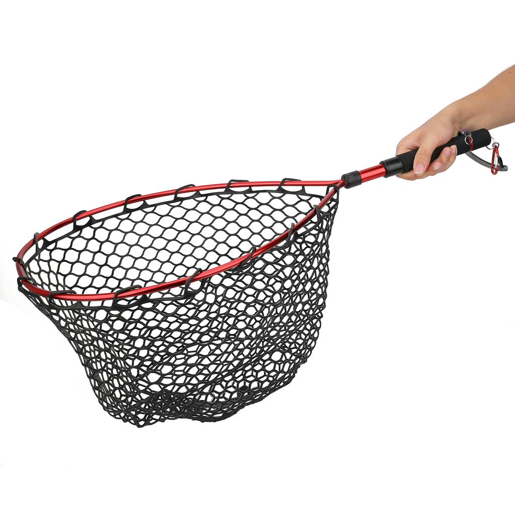 Foldable Lightweight Fly Fishing Landing Net Aluminum Alloy Frame EVA Handle Fishing NetRed