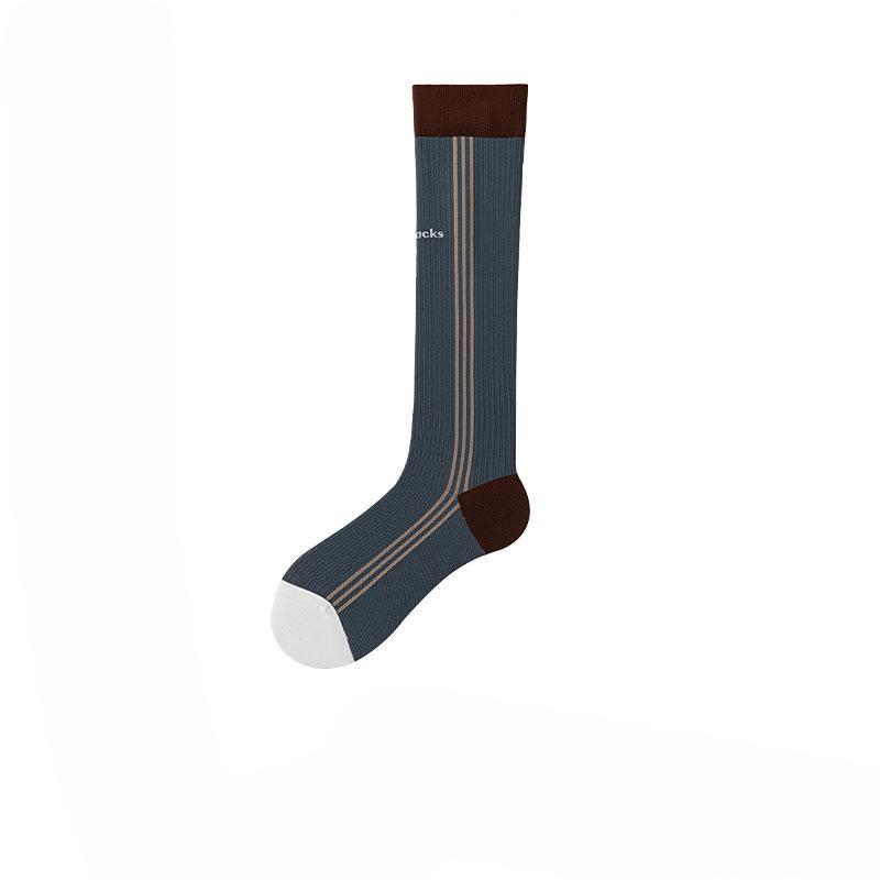 Chaussettes de Mollet d'Exercice Amincissantes à Pression à Rayures de Couleurs pour Femmes Automne et Hiver pour Yoga Fitness Cyclisme Sans Couture