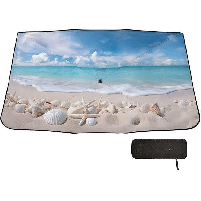 

Umbrella Car Windshield Sunshade,Sunflower Daisy Poppy Flower Floral Reflective Sun Visor Shade,Foldable,Protect Interior & Keep Cool,Suitable Most светло-синий