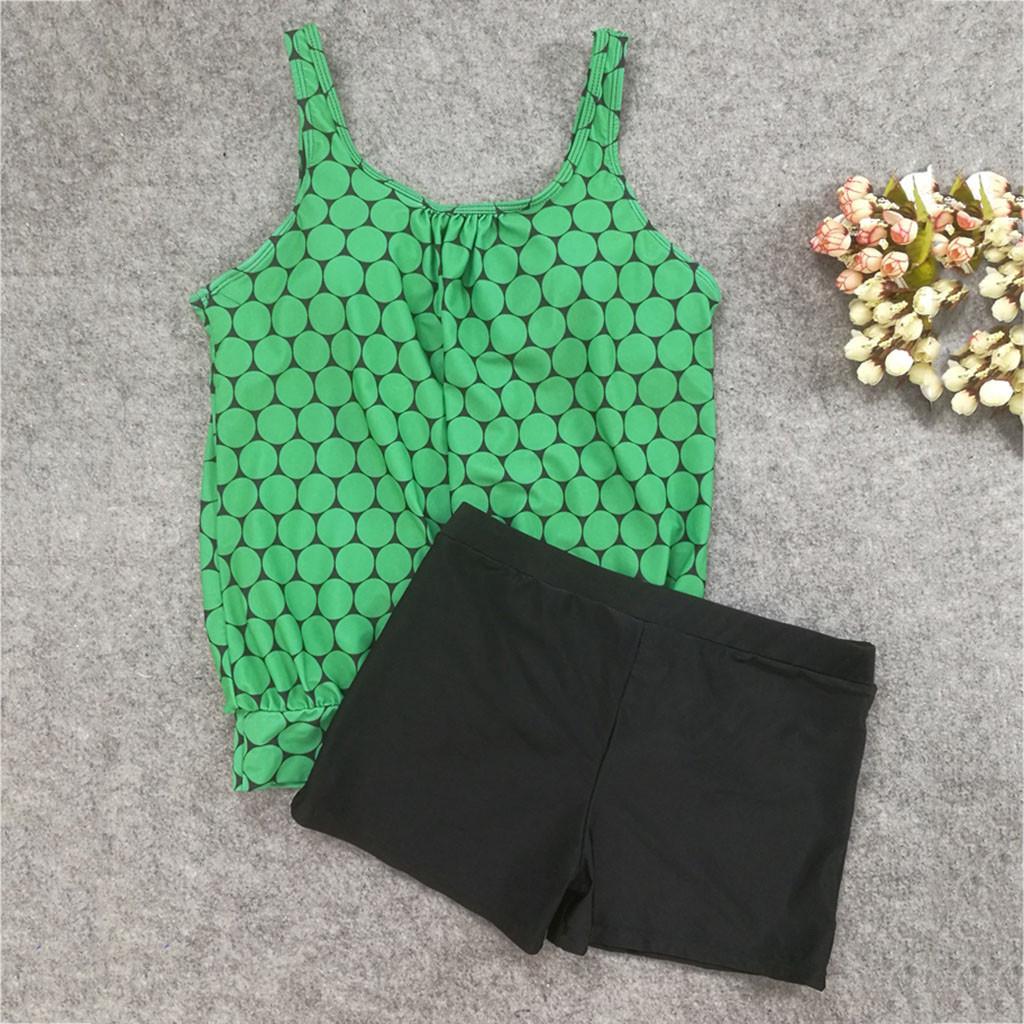 2023 Polka Dot Plus Size Women's Conservative Split Swimsuit