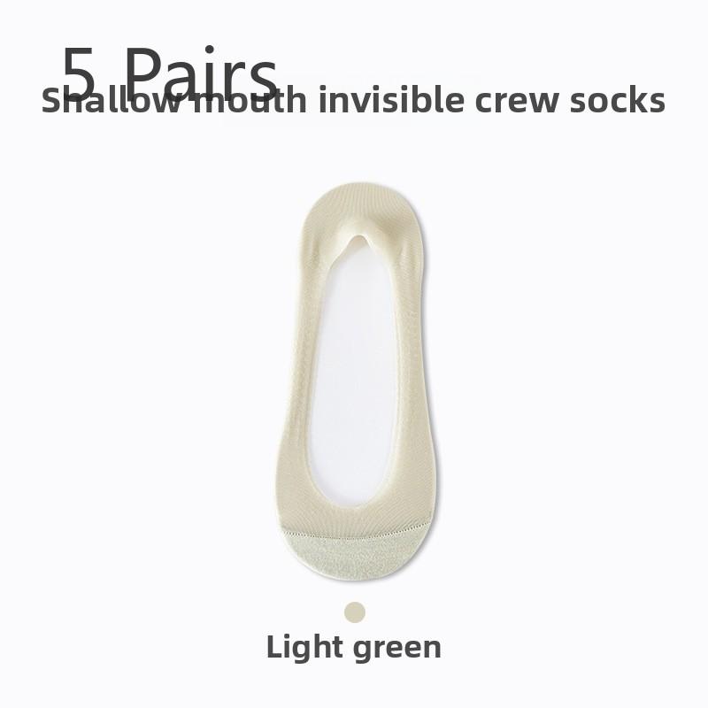 5 Pairs Ice Silk Boat Socks Women's Summer Thin Socks Non-slip with Shallow Mouth Invisible Socks