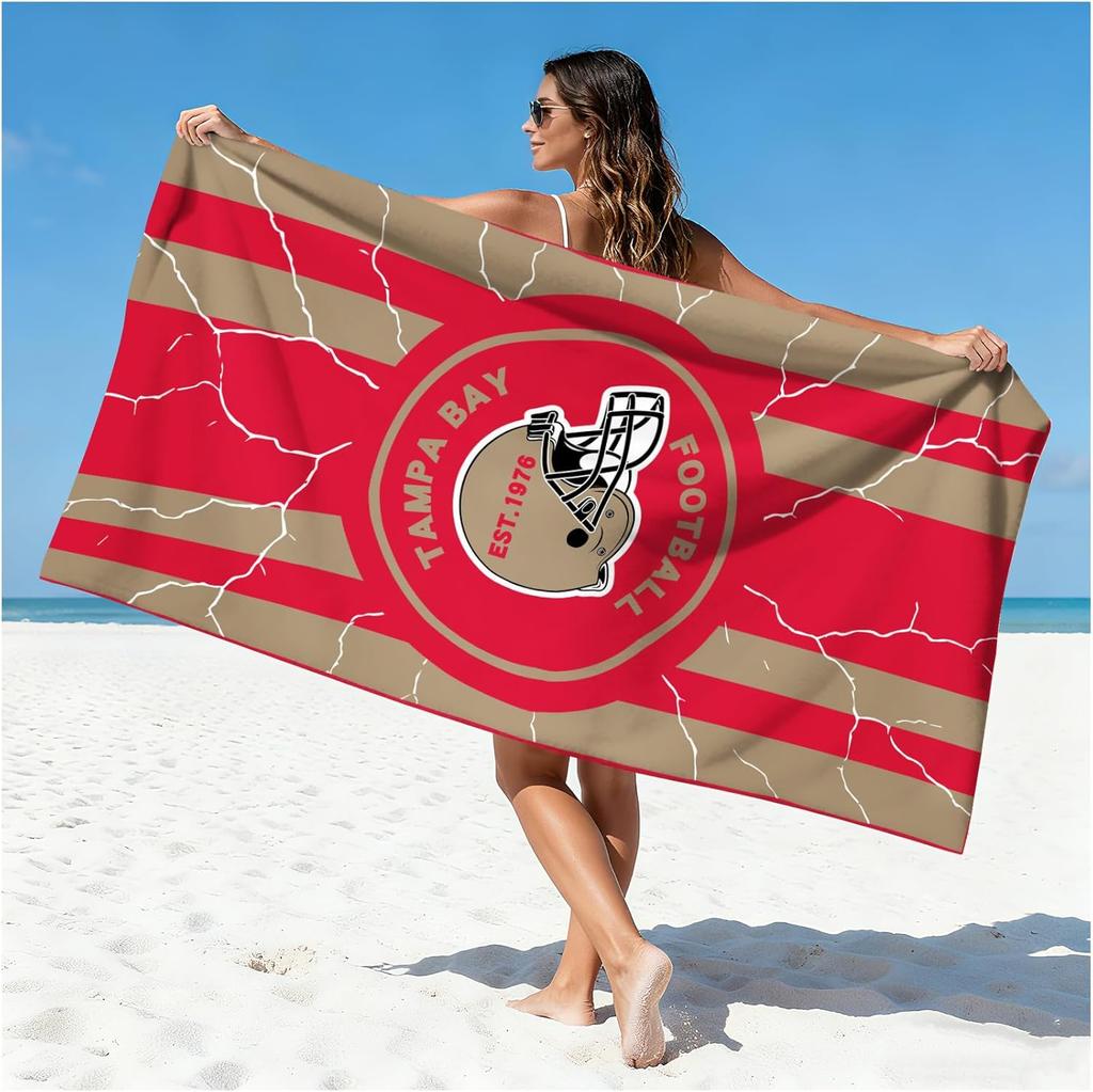 Miami Football Fan Beach Towel, Aqua and Orange Team Color Design Quick-Dry Sand-Free Bath Towel, Unique Gift for Men