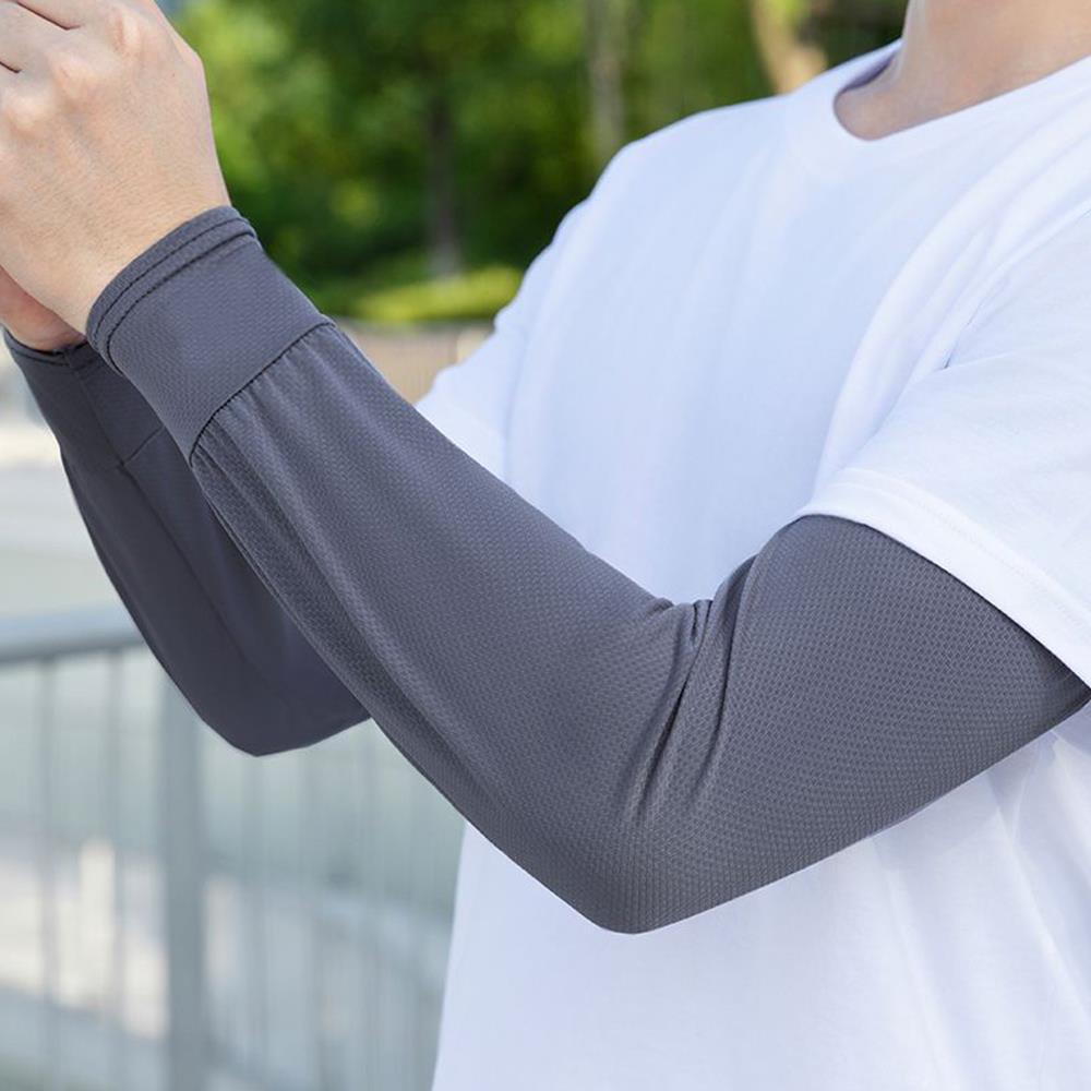 1Pair Ice Silk Sleeve Sun Protect Anti-Slip Sunscreen Cuffs Large Size Driving Sun Protection Arm Sleeves Breathable Arm Warmer