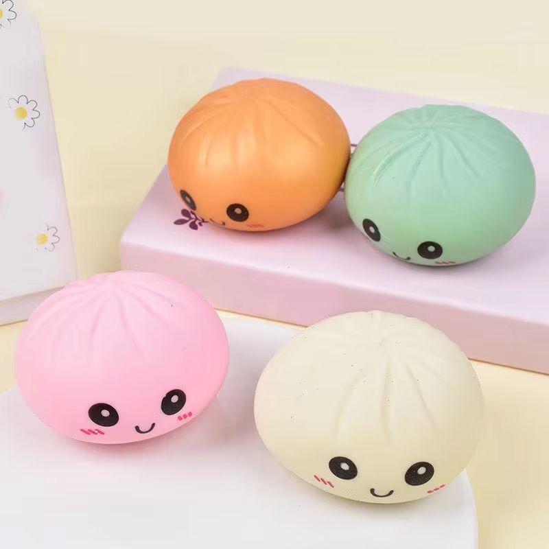 New Cute Emoji Bun Squishy Stress Relief Toy Creative Cartoon Simulation Colorful Steamed Bun Stress Ball Mystery Blind Box
