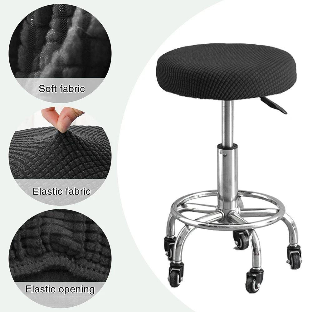 Thickened Bar Stool Cover Elastic Seat Chair Slipcover Soft Round Chair Cover