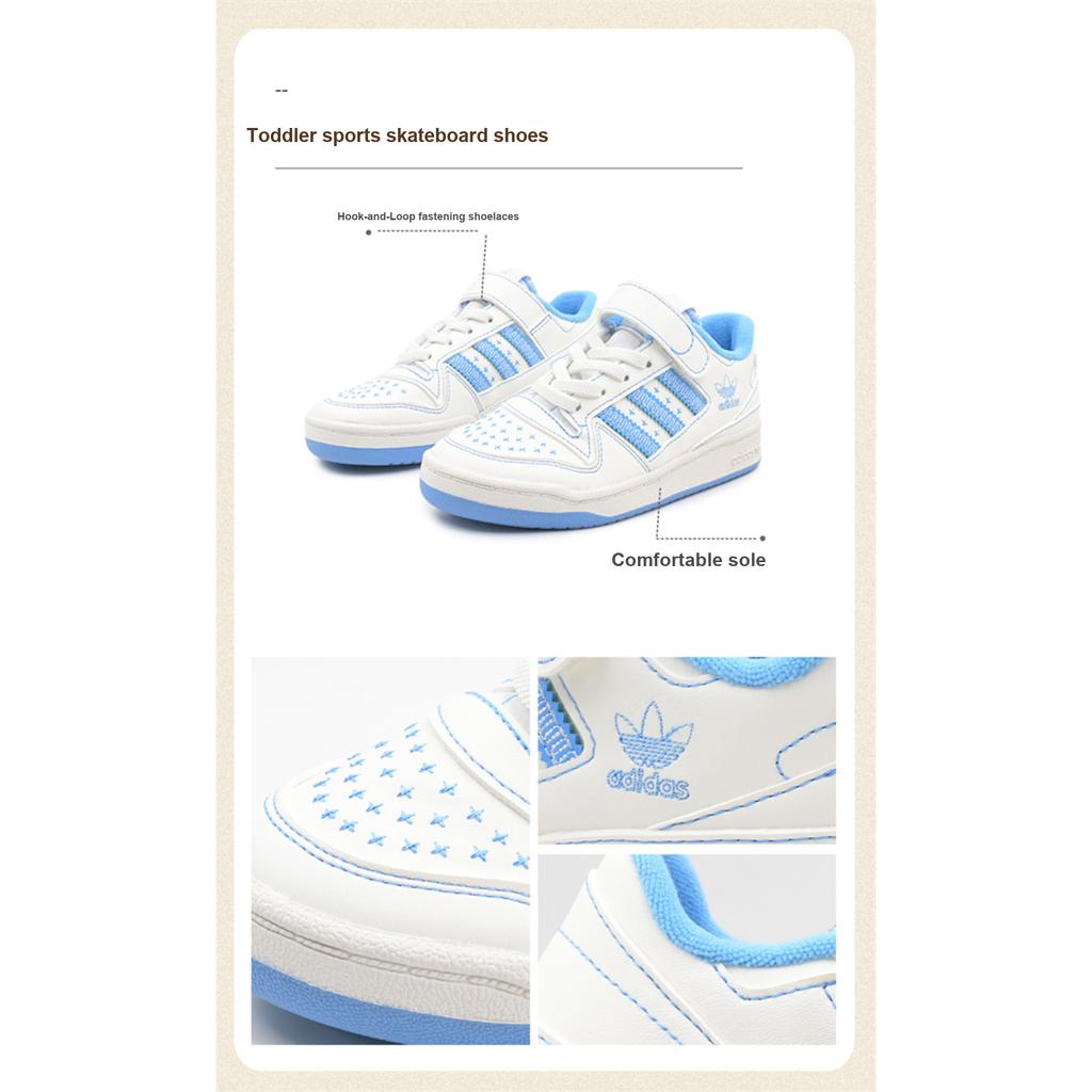 Adidas Originals Forum Low Comfortable Shock Absorbing Durable Low Top Kids Skate Shoes Kids Sneaker White Blue JH6359