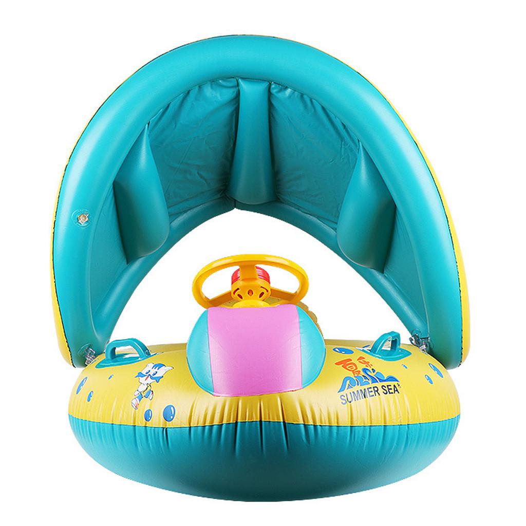 Sunshade Baby Kids Float Seat  Inflatable Swim Swimming Ring Pool Water 