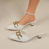 Large size bag head half slippers women's new models today stiletto high heels fashion metal cool women's shoes
