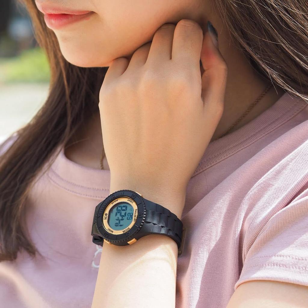 Authorized distributor Ice watch digital ladies 021607 ice digit black gold small [Ice watch]