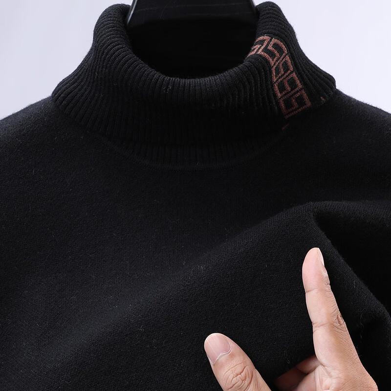 Hengyuanxiang Men's 100% Pure Wool High-Neck Thermal Sweater