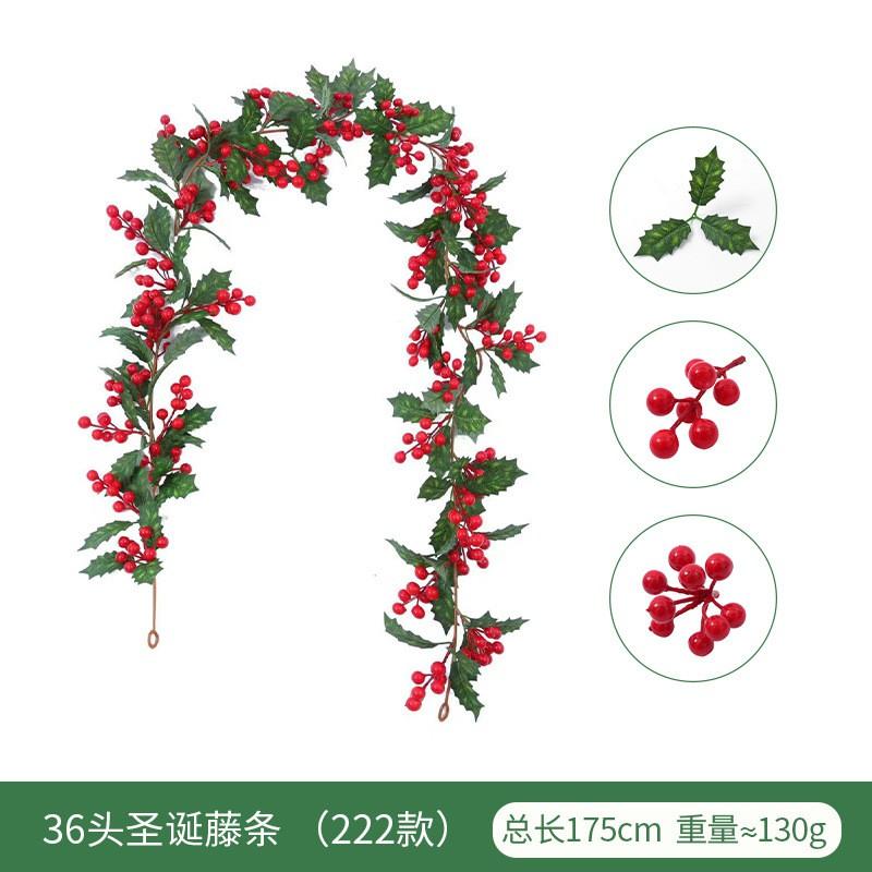 Artificial Christmas Vine With Red Berries Holiday Decor Indoor Party Garland 1m/26-36 Heads