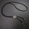Western Shoestring Necktie Braided Belt Tie Cool Charm Engraved Stone Pendant for Women Men