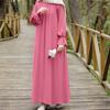 Women Casual Round Neck Solid Color Loose Long Sleeve Dress