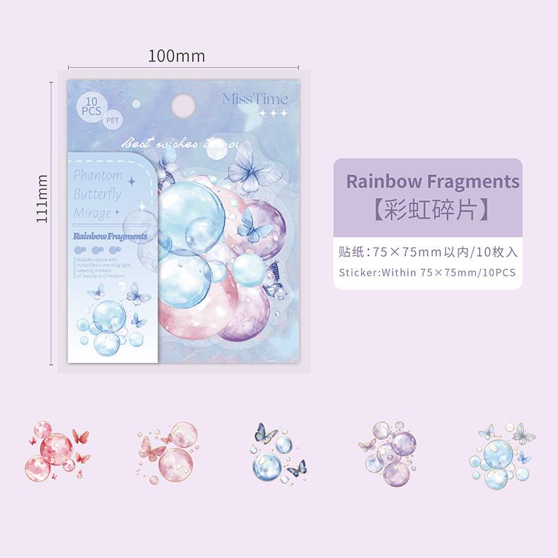 10pcs/1lot Kawaii Stationery Stickers Butterflyfly Bubble Diary Decorative Stickers Scrapbooking Craft Stickers