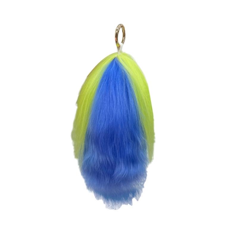 

Trendy Patchwork Imitation Sheepskin Keyring Portable for Stylish Women Seek Unique Designs Fashion Accessories синій