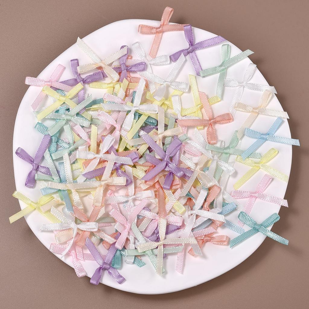100Pcs 3mm Ribbons Mini Satin Ribbons Flowers Bows Ties DIY Craft Scrapbooking Embellishment Accessories Christmas Decorations