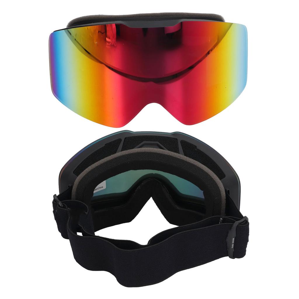 Gogle Narciarskie Dwuwarstwowe Przeciwmgielne Odporne na UV Szerokie Pole Widzenia Odporne na Uderzenia Gogle Snowboardowe Czarne Piaskowe Czerwona Soczewka