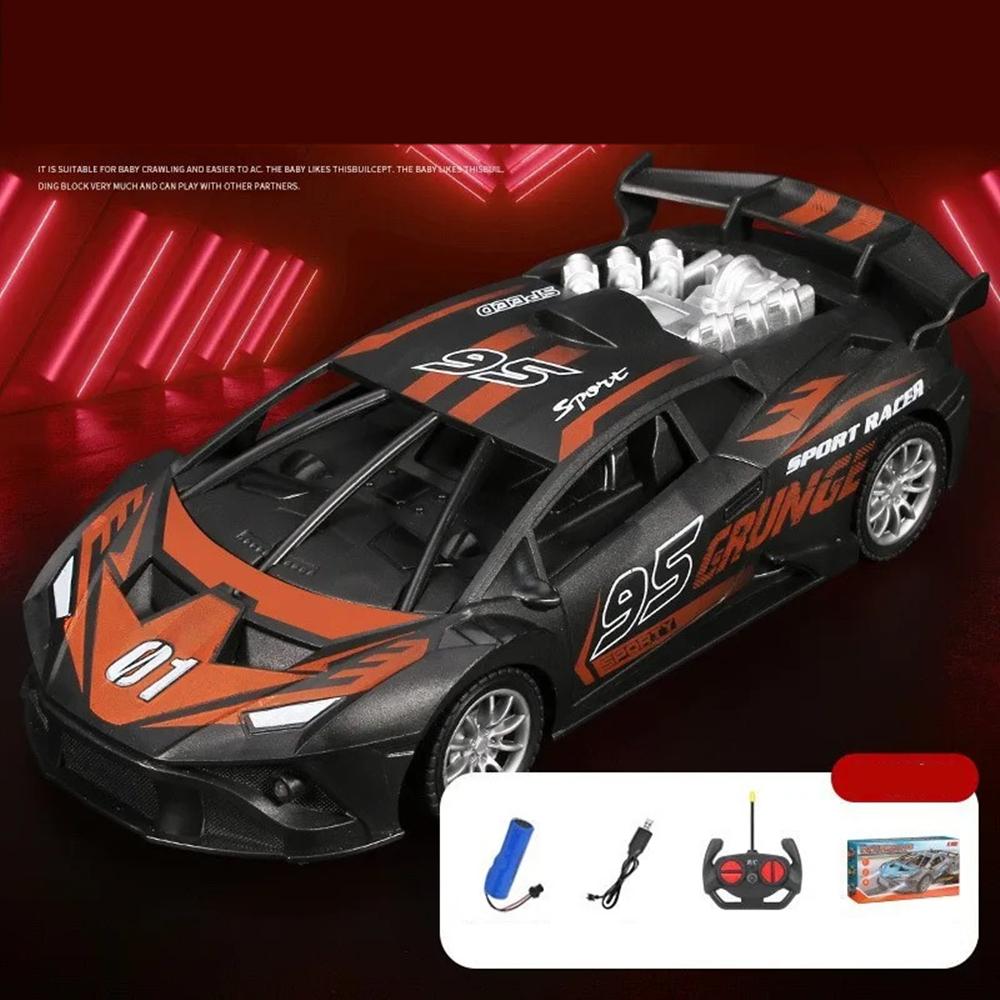 Remote Control Car For Kids With Led Lights & Controller, Electric Racing Vehicle For 3+ Years Old Boy And Girl Birthday Gift