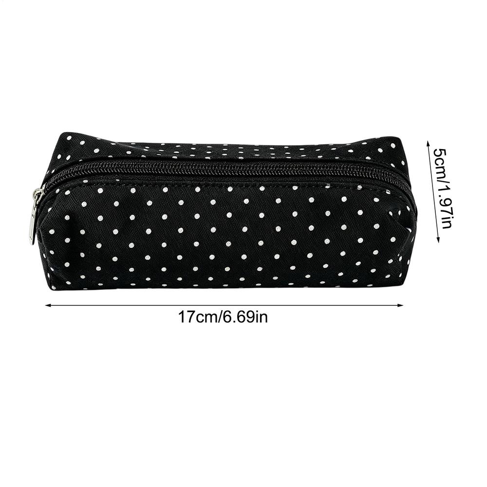 Dot Pencil Case Large Capacity Canvas Zipper Pen Stationery Pouch For Students School Office Makeup Storage Back To School